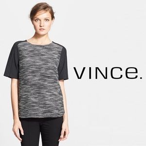 Vince Tweed Short Sleeve Top New Size M